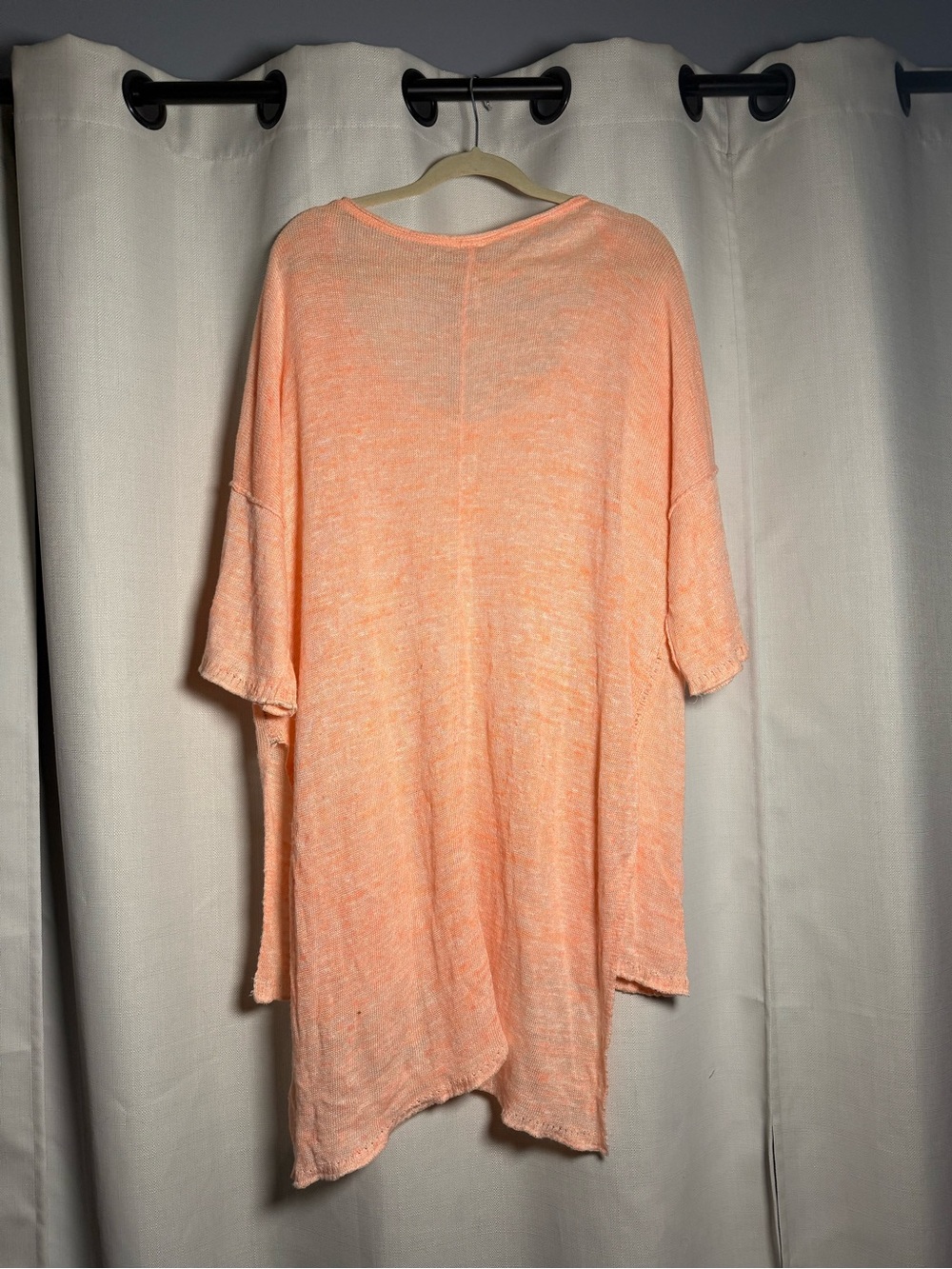Free People Linen Blend High Low Orange Top Size Large - Picture 5 of 10
